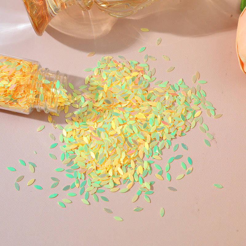 Wholesale Diy Material Green Leaves Eyes Leaves Flow Hemp Leaves Sequins Drip Glue Handmade Quicksand Decoration